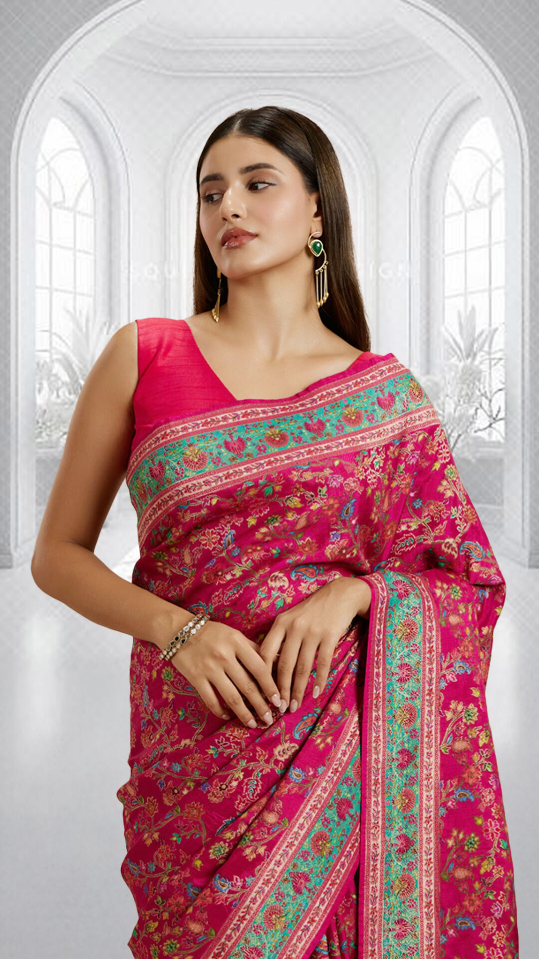 Woman wearing a red saree